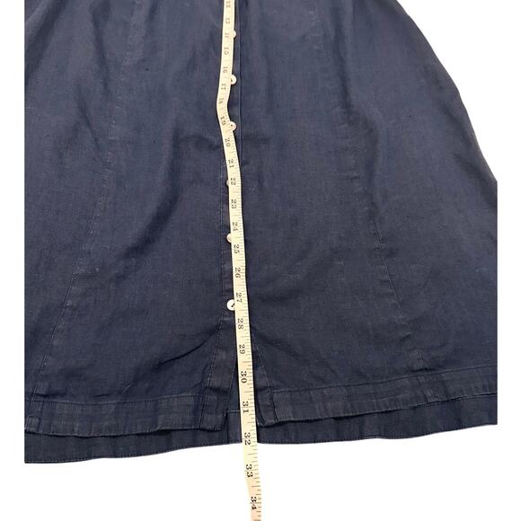 J. Jill Love Linen Sleeveless Mini Shirt Dress Minimalist Breezy Travel Navy, L - Picture 4 of 6
